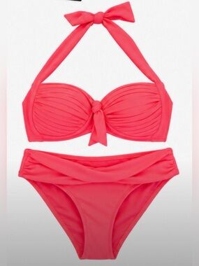 Seafolly Neon Coral Twist Front Bikini Top & bottom